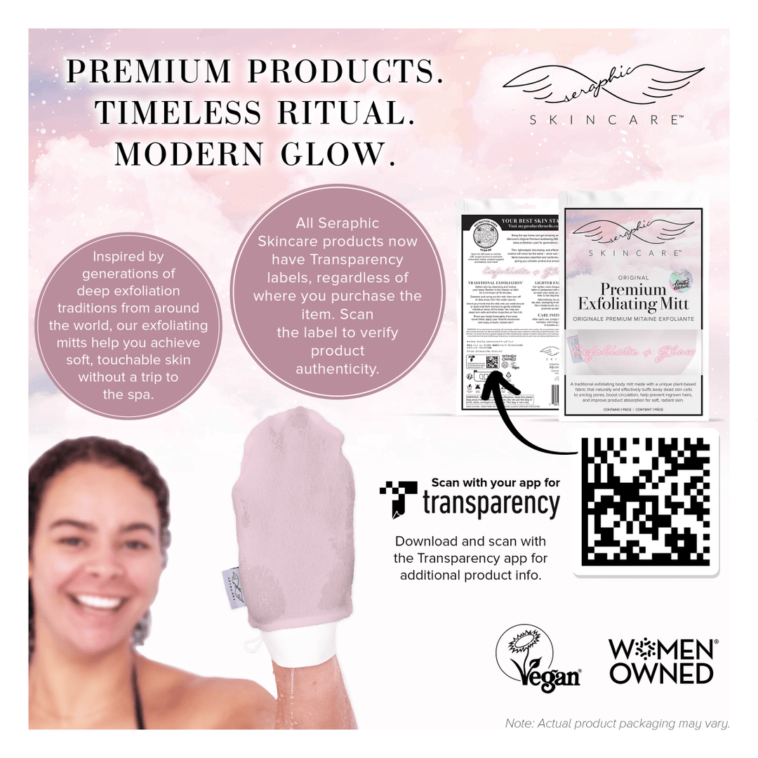 Light Pink Premium Exfoliating Mitt - Seraphic Skincare