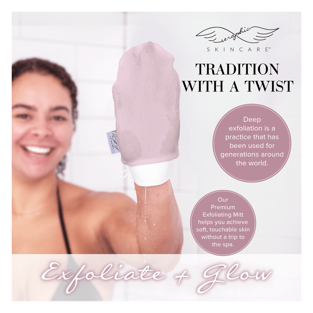 Original Premium Exfoliating Mitt (Limited - Edition Light Pink) - Seraphic Skincare